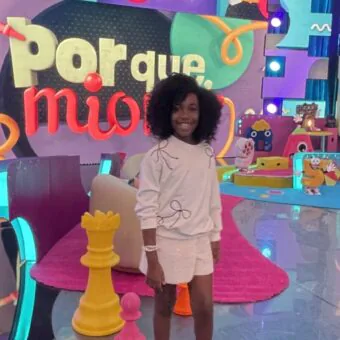 Atriz mirim Lua Miranda estreia quadro no Caldeirão com Mion, da TV Globo