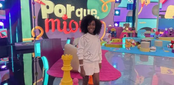 Atriz mirim Lua Miranda estreia quadro no Caldeirão com Mion, da TV Globo